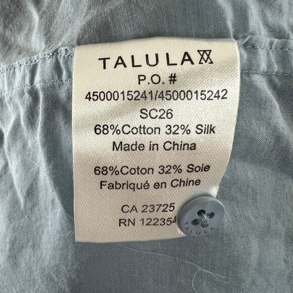 TALULA Sleeveless Blue Blend Silk Button Down Collar Pocket Blouse Top S Small - Picture 11 of 12
